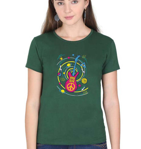 Psychedelic Music T-Shirt for Women-Dark Green-Ektarfa.online