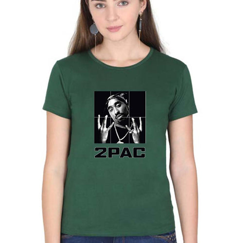 Tupac 2Pac T-Shirt for Women-Dark Green-Ektarfa.online