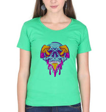 Load image into Gallery viewer, Trippy Psychedelic Skull T-Shirt for Women-flag green-Ektarfa.online
