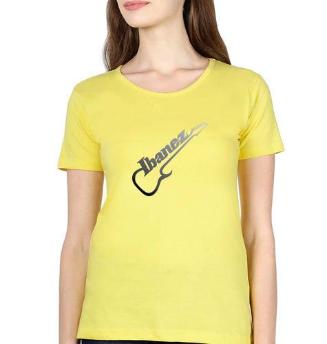 Ibanez Guitar T-Shirt for Women-Yellow-Ektarfa.online