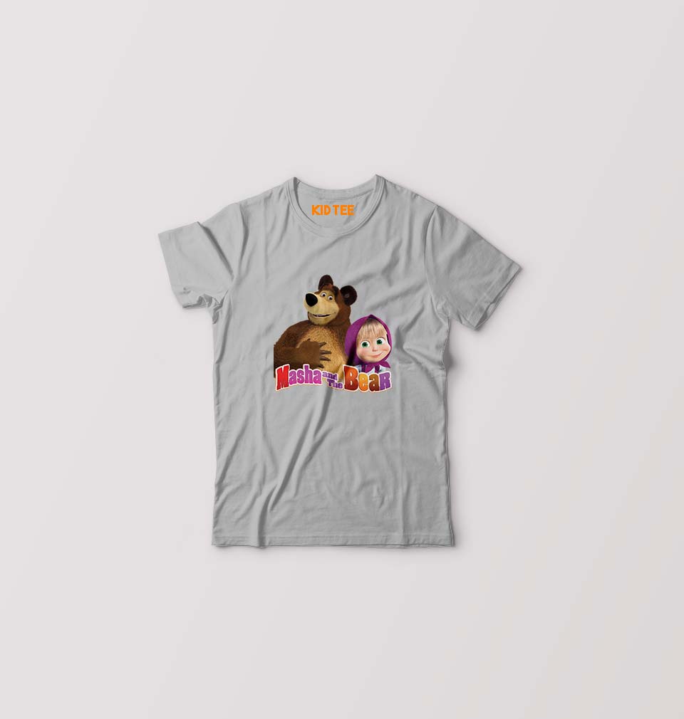 Masha and the Bear Kids T-Shirt for Boy/Girl-Grey-Ektarfa.online