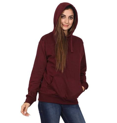Plain Maroon Hoodie Sweatshirt for Women-ektarfa.com
