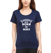 Load image into Gallery viewer, Legends are Born in March T-Shirt for Women-Navy Blue-Ektarfa.online
