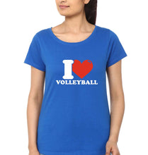 Load image into Gallery viewer, I Love Volleyball T-Shirt for Women-Royal Blue-Ektarfa.online
