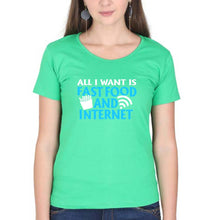 Load image into Gallery viewer, Fast Food and Internet T-Shirt for Women-flag green-Ektarfa.online
