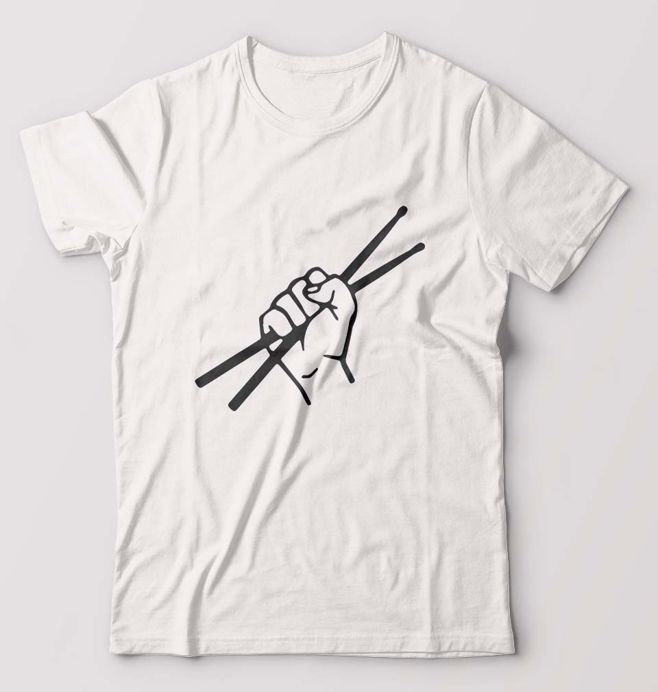 Drummer T-Shirt for Men-White-Ektarfa.online
