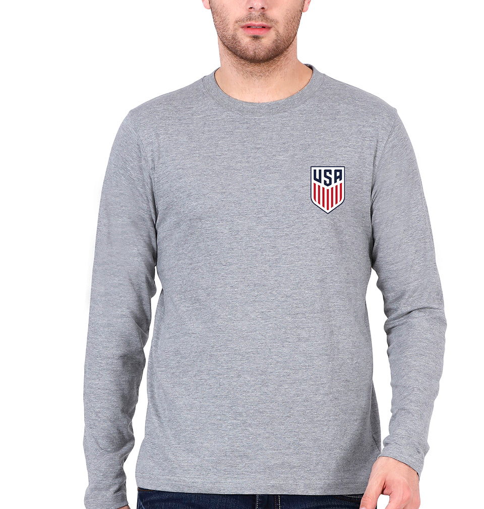USA Football Full Sleeves T-Shirt for Men-Grey Melange-Ektarfa.online