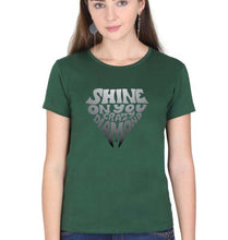 Load image into Gallery viewer, Shine on You Crazy Diamond T-Shirt for Women-Dark Green-Ektarfa.online
