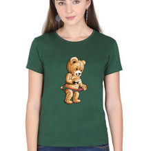 Load image into Gallery viewer, Domrebel Bear T-Shirt for Women-Dark Green-Ektarfa.online

