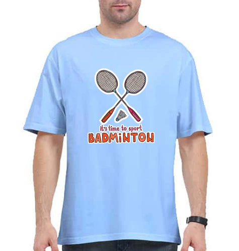 Badminton Oversized T-Shirt for Men-Baby Blue-Ektarfa.online