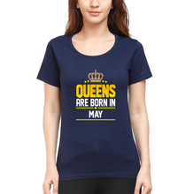 Load image into Gallery viewer, Queens Are Born In May T-Shirt for Women-Navy Blue-Ektarfa.online
