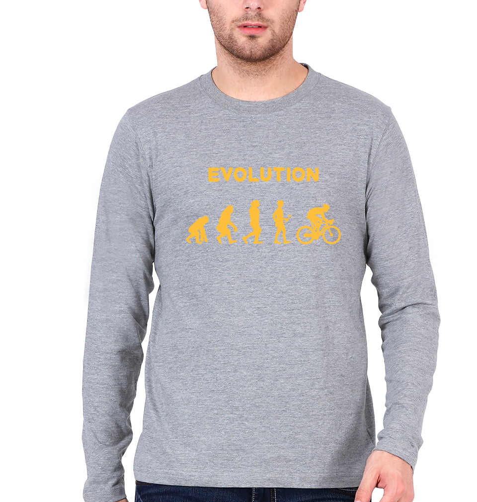 Cycling Full Sleeves T-Shirt for Men-Grey Melange-Ektarfa.online