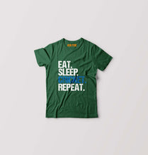 Load image into Gallery viewer, CRICKET Eat Sleep Cricket Repeat Kids T-Shirt for Boy/Girl-Dark Green-Ektarfa.online
