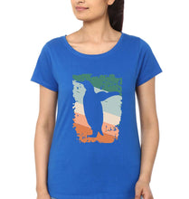 Load image into Gallery viewer, Penguin T-Shirt for Women-Royal Blue-Ektarfa.online
