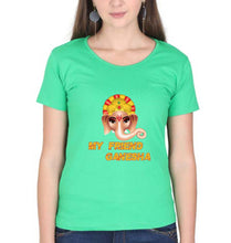 Load image into Gallery viewer, Ganpati JI(Ganesh) T-Shirt for Women-flag green-Ektarfa.online
