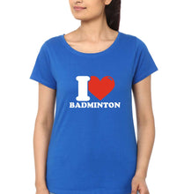 Load image into Gallery viewer, I Love Badminton T-Shirt for Women-Royal Blue-Ektarfa.online
