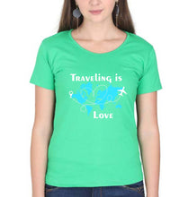 Load image into Gallery viewer, Traveling is Love T-Shirt for Women-flag green-Ektarfa.online
