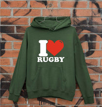 Load image into Gallery viewer, I Love Rugby Unisex Hoodie for Men/Women-Dark Green-Ektarfa.online
