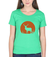 Load image into Gallery viewer, Deer T-Shirt for Women-flag green-Ektarfa.online

