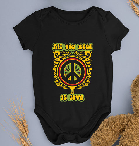 Psychedelic Love Kids Romper For Baby Boy/Girl-Black-Ektarfa.online