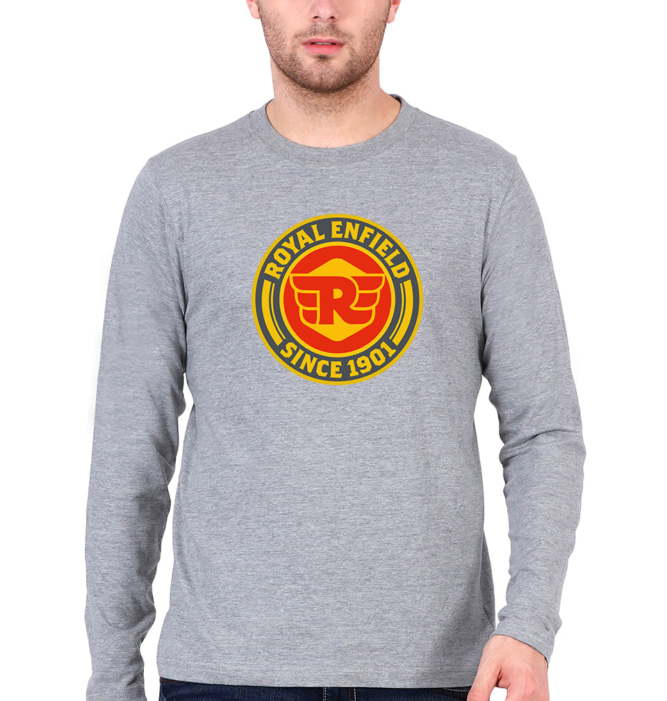 Royal Enfield Full Sleeves T-Shirt for Men-Grey Melange-Ektarfa.online