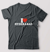 Load image into Gallery viewer, I Love Hyderabad T-Shirt for Men-S(38 Inches)-Steel grey-Ektarfa.online
