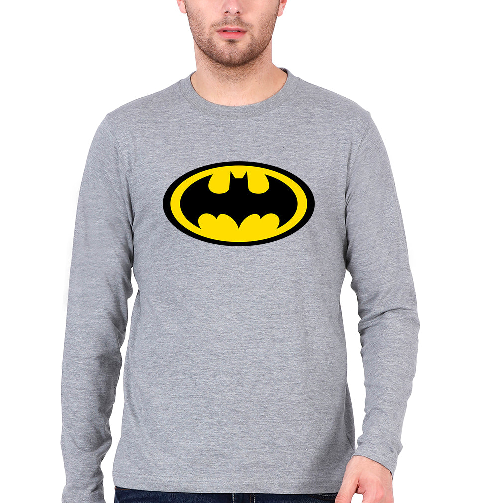 Batman Full Sleeves T-Shirt for Men-Grey Melange-Ektarfa.online