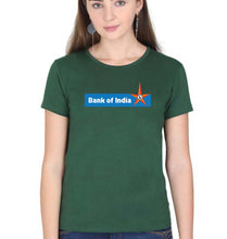 Load image into Gallery viewer, Bank of India T-Shirt for Women-Dark Green-Ektarfa.online

