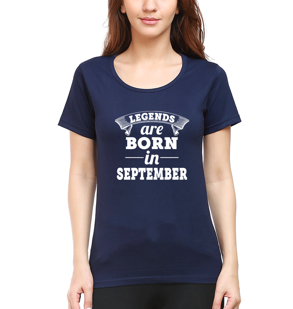Legends are born in september T-Shirt for Women-Navy Blue-Ektarfa.online