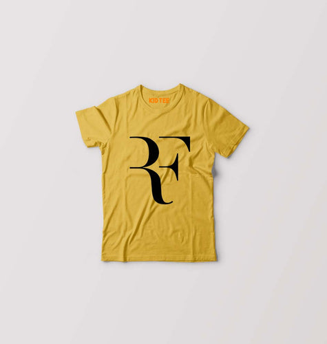 Roger Federer(RF) Kids T-Shirt for Boy/Girl-Golden Yellow-Ektarfa.online