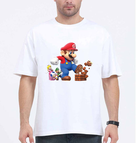 Mario Oversized T-Shirt for Men-White-Ektarfa.online