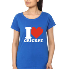 Load image into Gallery viewer, I Love Cricket T-Shirt for Women-Royal Blue-Ektarfa.online
