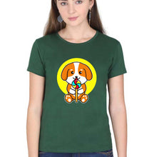 Load image into Gallery viewer, Puppy T-Shirt for Women-Dark Green-Ektarfa.online
