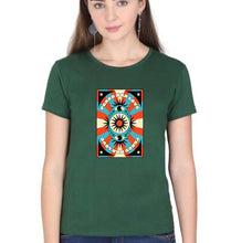 Load image into Gallery viewer, Psychedelic Peace and Love T-Shirt for Women-Dark Green-Ektarfa.online
