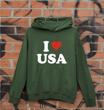 Load image into Gallery viewer, I Love USA Unisex Hoodie for Men/Women-Dark Green-Ektarfa.online
