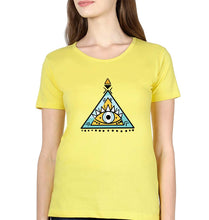 Load image into Gallery viewer, Psychedelic Triangle eye T-Shirt for Women-Yellow-Ektarfa.online
