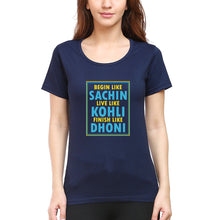 Load image into Gallery viewer, CRICKET Sachin Kohli Dhoni T-Shirt for Women-Navy Blue-Ektarfa.online
