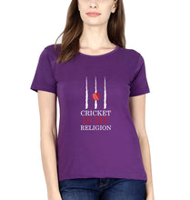 Load image into Gallery viewer, Cricket Is My Religion T-Shirt for Women-Purple-Ektarfa.online
