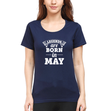 Load image into Gallery viewer, Legends are Born in May T-Shirt for Women-Navy Blue-Ektarfa.online
