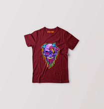 Load image into Gallery viewer, Trippy Psychedelic Skull Kids T-Shirt for Boy/Girl-Maroon-Ektarfa.online
