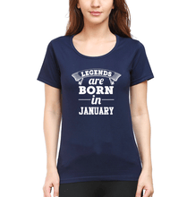 Load image into Gallery viewer, Legends are Born in January T-Shirt for Women-Navy Blue-Ektarfa.online
