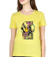 Load image into Gallery viewer, Trippy Psychedelic Skull Emoji T-Shirt for Women-Yellow-Ektarfa.online
