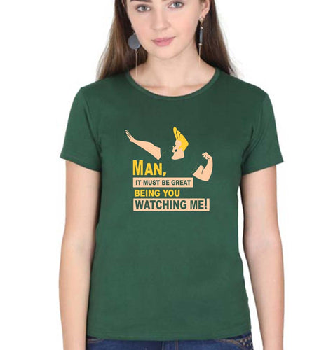 Johnny Bravo T-Shirt for Women-Dark Green-Ektarfa.online
