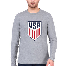 Load image into Gallery viewer, USA Football Full Sleeves T-Shirt for Men-Grey Melange-Ektarfa.online
