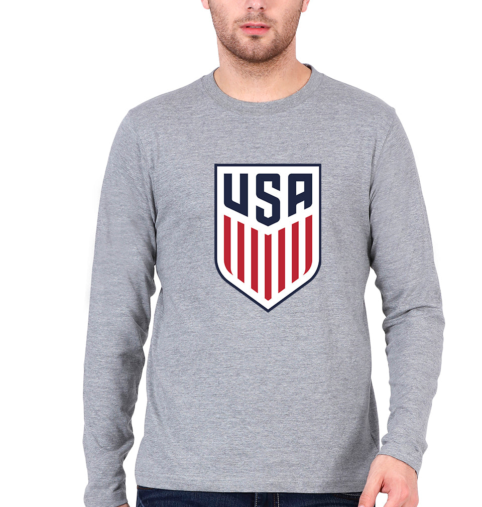 USA Football Full Sleeves T-Shirt for Men-Grey Melange-Ektarfa.online