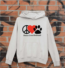 Load image into Gallery viewer, Peace Love Animals Unisex Hoodie for Men/Women-Grey Melange-Ektarfa.online
