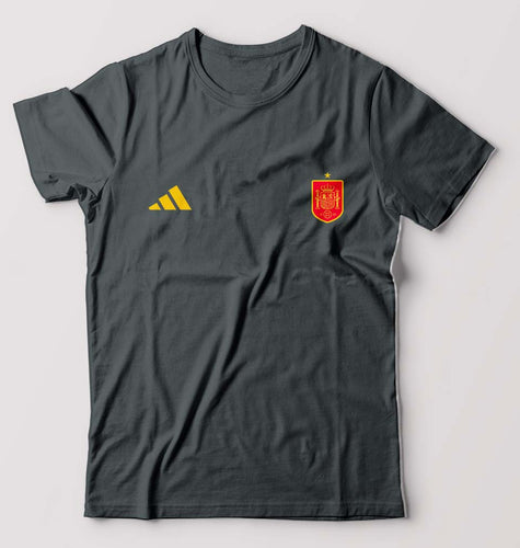 Spain Football T-Shirt for Men-Charcoal-Ektarfa.online