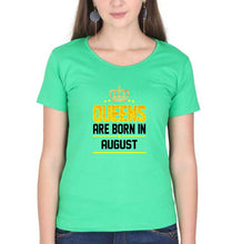 Load image into Gallery viewer, Queens Are Born In August T-Shirt for Women-Flag Green-Ektarfa.online
