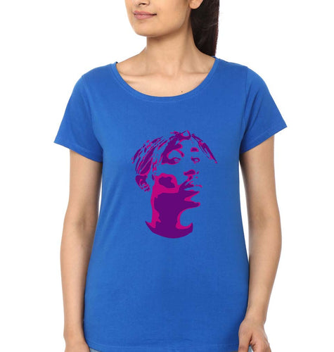 Tupac 2Pac T-Shirt for Women-Royal Blue-Ektarfa.online