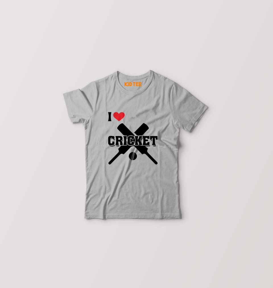 I Love Cricket Kids T-Shirt for Boy/Girl-Grey-Ektarfa.online